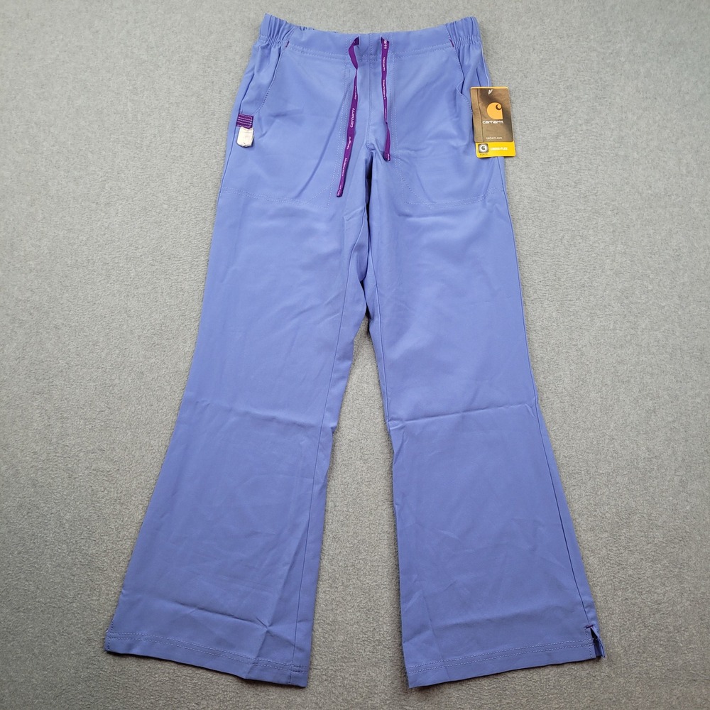 Carhartt Flare Scrub Pants Womens Petite Small Blue Force Cross-Flex C52210P NWT
